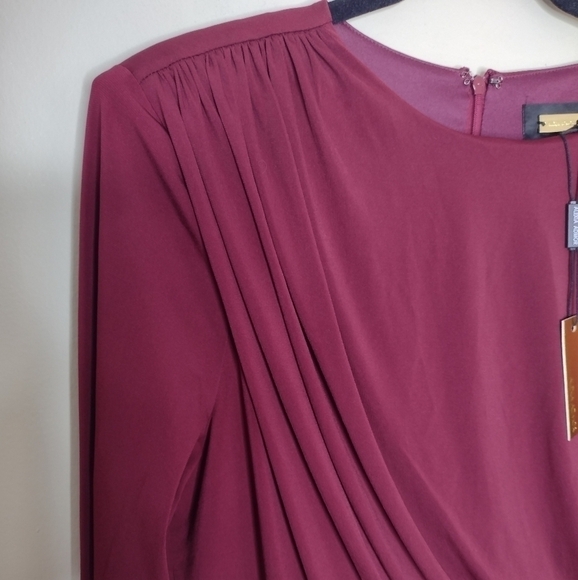 Alexia Admor NWT Long Sleeve Draped Wide-Leg Jumpsuit L Burgundy Stretch - Picture 4 of 10
